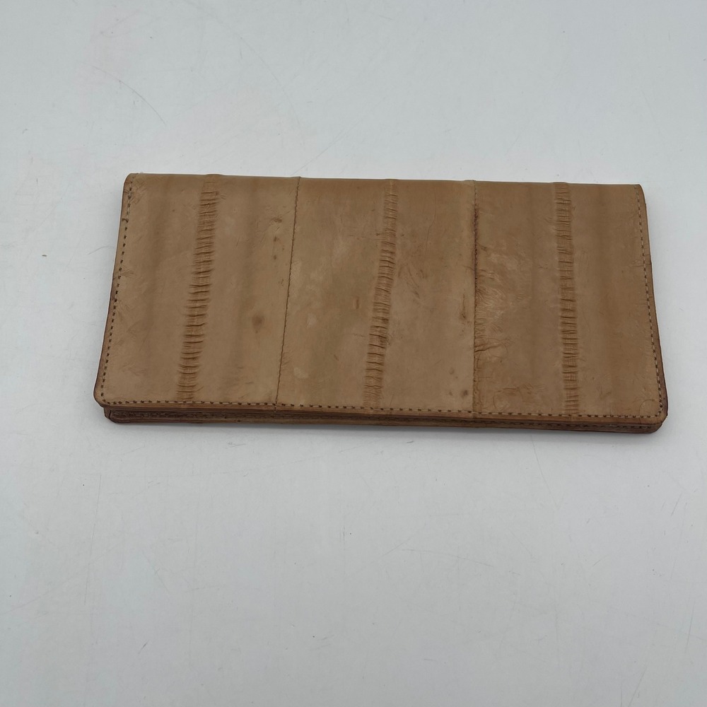 Lee Sands Hawaii Genuine Eel Skin Checkbook Cover Tan Vintage Exotic Leather